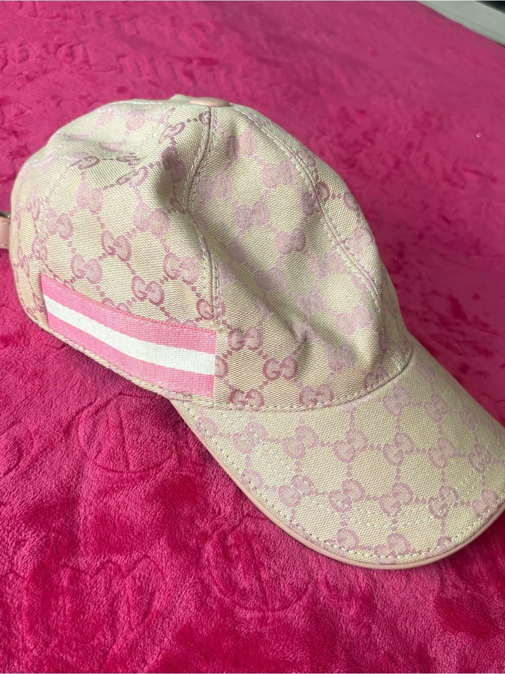 Authentic Gucci Pink Monogram Baseball Cap